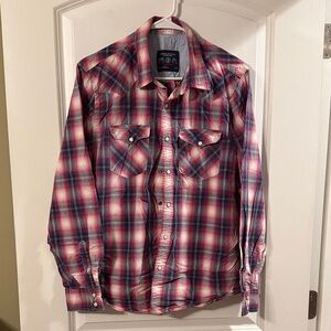 American Eagle Western Pearl Dnap shirt vintage fit L red, white, and blue
